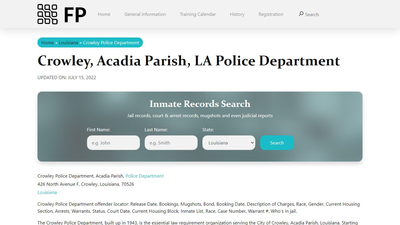 Crowley, LA Police - City Jail Inmates, Arrests